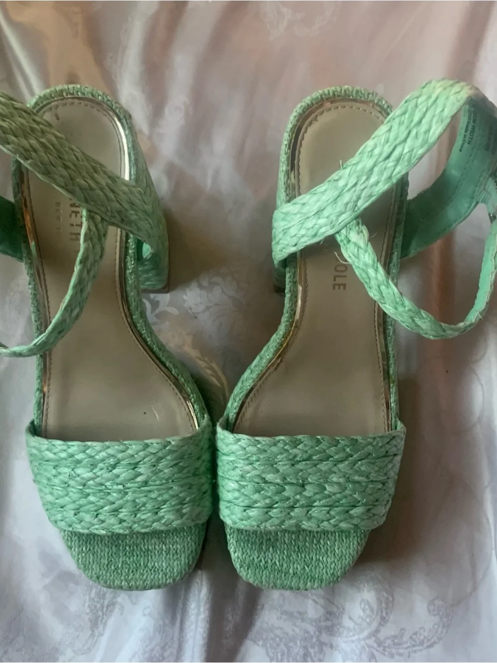 Kenneth Cole Mint Green Woven Platform Sandals
